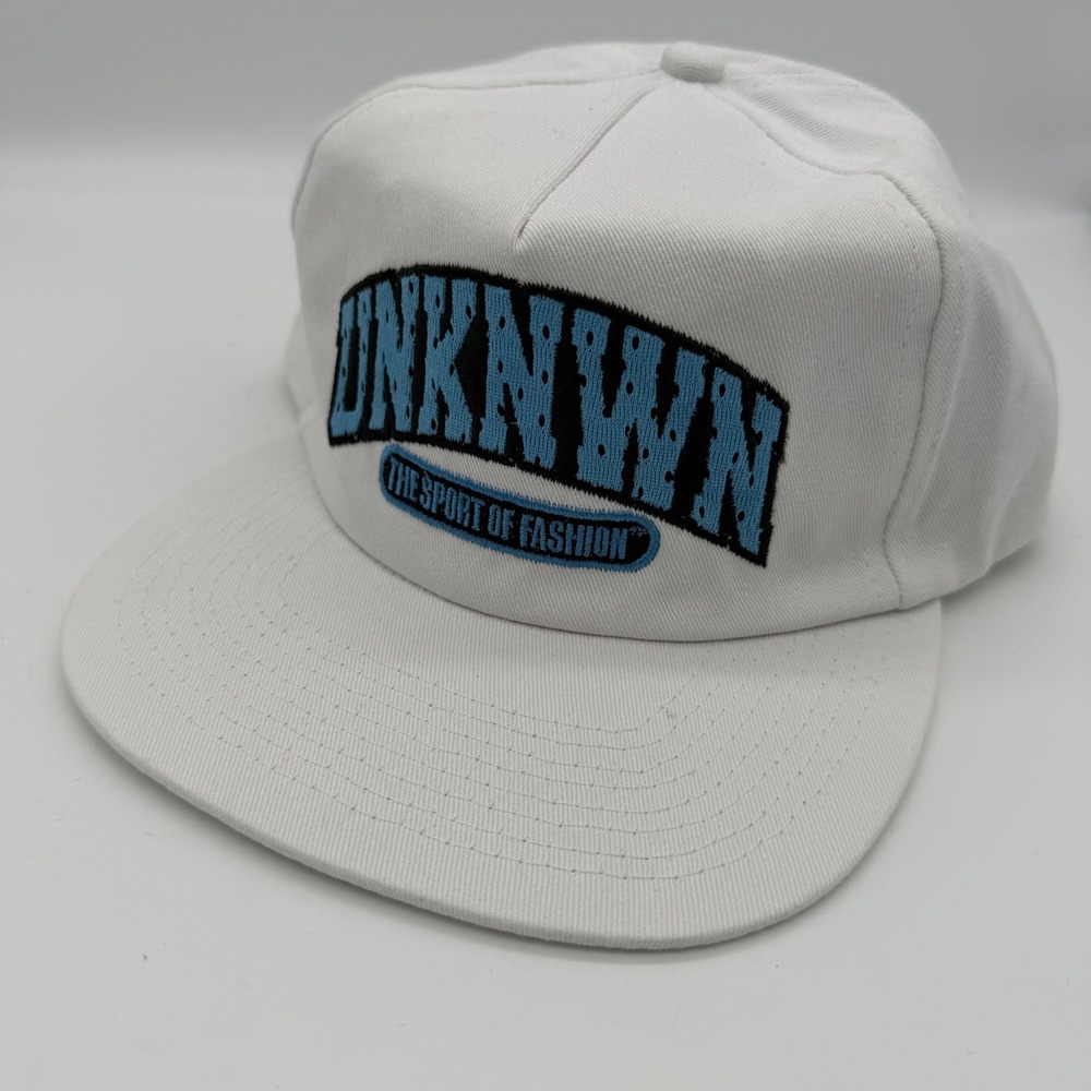 UNKNWN The Sport of Fashion White Snapback Hat Est 2011 Blue Logo